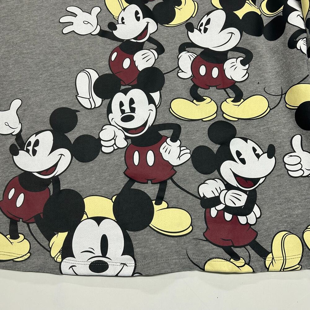 Disney Mickey Mouse Sweatshirt Womens Medium Gray Front All Over Print Crew Neck - Picture 6 of 12